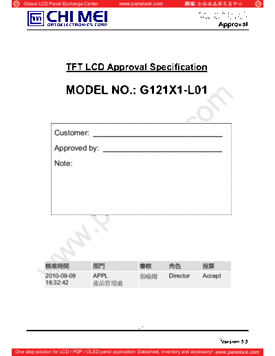 . Various Panel CMO G121X1-L01 1 [DS]  . Various LCD Panels Panel_CMO_G121X1-L01_1_[DS].pdf