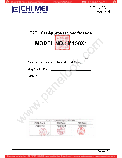 . Various Panel CMO M150X1-01 1 [DS]  . Various LCD Panels Panel_CMO_M150X1-01_1_[DS].pdf