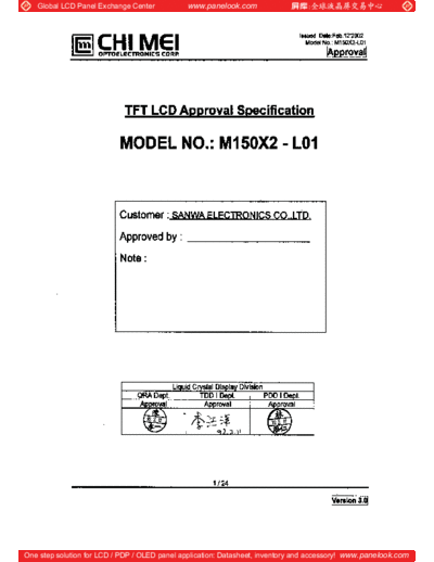 . Various Panel CMO M150X2-L01 1 [DS]  . Various LCD Panels Panel_CMO_M150X2-L01_1_[DS].pdf