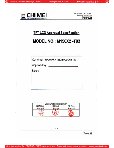 . Various Panel CMO M150X2-T03 0 [DS]  . Various LCD Panels Panel_CMO_M150X2-T03_0_[DS].pdf
