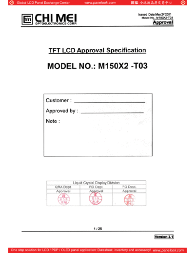 . Various Panel CMO M150X2-T03 1 [DS]  . Various LCD Panels Panel_CMO_M150X2-T03_1_[DS].pdf