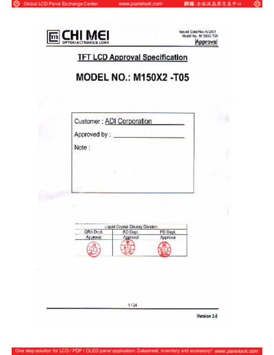 . Various Panel CMO M150X2-T05 0 [DS]  . Various LCD Panels Panel_CMO_M150X2-T05_0_[DS].pdf