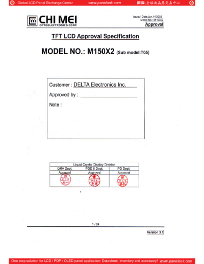 . Various Panel CMO M150X2-T05 2 [DS]  . Various LCD Panels Panel_CMO_M150X2-T05_2_[DS].pdf
