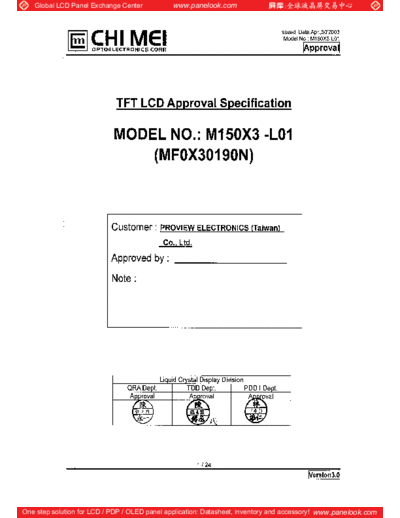 . Various Panel CMO M150X3-L01 1 [DS]  . Various LCD Panels Panel_CMO_M150X3-L01_1_[DS].pdf