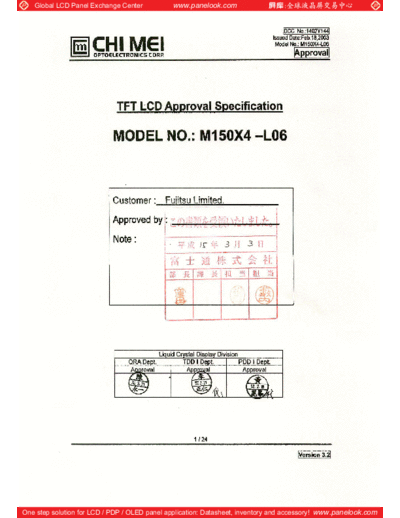 . Various Panel CMO M150X4-L06 1 [DS]  . Various LCD Panels Panel_CMO_M150X4-L06_1_[DS].pdf