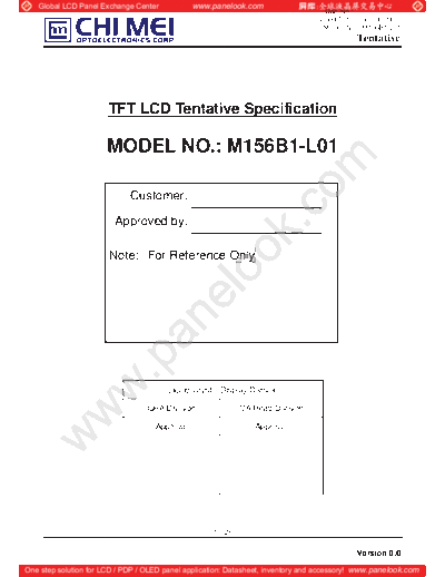 . Various Panel CMO M156B1-L01 0 [DS]  . Various LCD Panels Panel_CMO_M156B1-L01_0_[DS].pdf