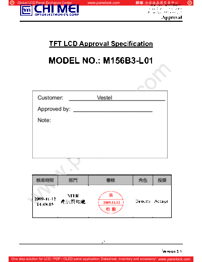 . Various Panel CMO M156B3-L01 2 [DS]  . Various LCD Panels Panel_CMO_M156B3-L01_2_[DS].pdf