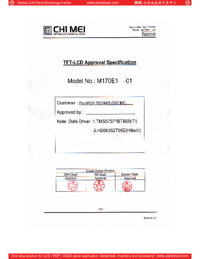 . Various Panel CMO M170E1-01 1 [DS]  . Various LCD Panels Panel_CMO_M170E1-01_1_[DS].pdf