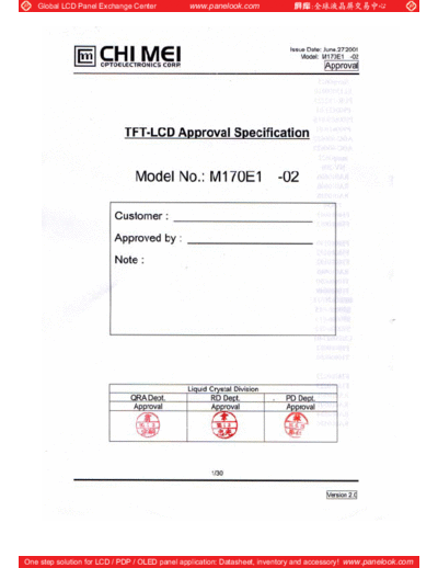 . Various Panel CMO M170E1-02 0 [DS]  . Various LCD Panels Panel_CMO_M170E1-02_0_[DS].pdf