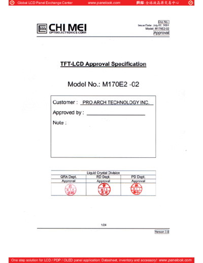 . Various Panel CMO M170E2-02 0 [DS]  . Various LCD Panels Panel_CMO_M170E2-02_0_[DS].pdf