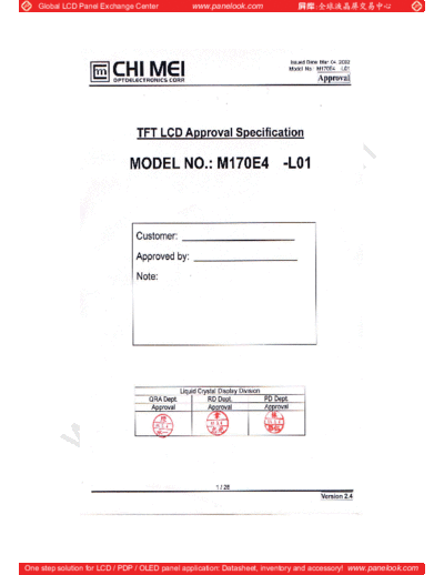 . Various Panel CMO M170E4-L01 0 [DS]  . Various LCD Panels Panel_CMO_M170E4-L01_0_[DS].pdf