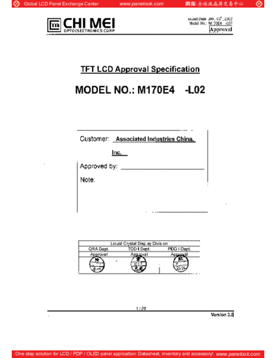 . Various Panel CMO M170E4-L02 1 [DS]  . Various LCD Panels Panel_CMO_M170E4-L02_1_[DS].pdf