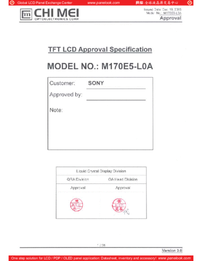. Various Panel CMO M170E5-L0A 1 [DS]  . Various LCD Panels Panel_CMO_M170E5-L0A_1_[DS].pdf