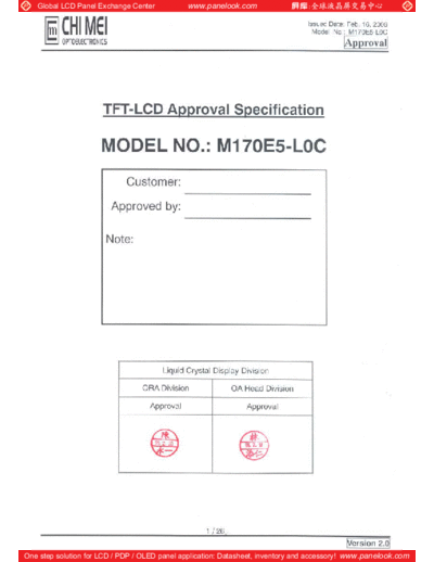 . Various Panel CMO M170E5-L0C 1 [DS]  . Various LCD Panels Panel_CMO_M170E5-L0C_1_[DS].pdf