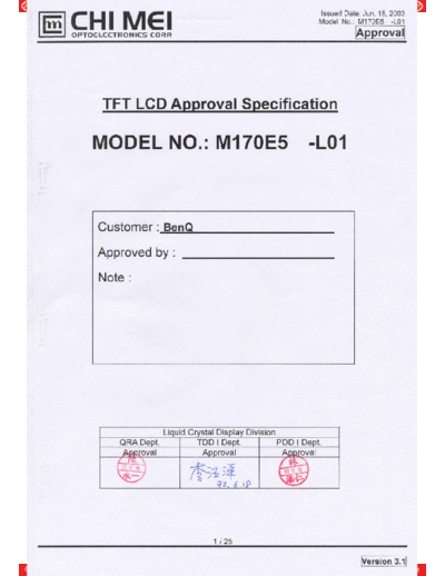 . Various Panel CMO M170E5-L01 1 [DS]  . Various LCD Panels Panel_CMO_M170E5-L01_1_[DS].pdf