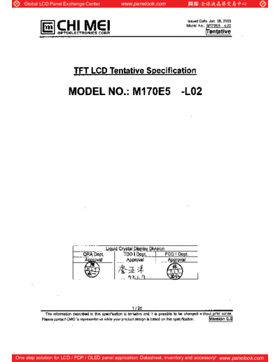 . Various Panel CMO M170E5-L02 0 [DS]  . Various LCD Panels Panel_CMO_M170E5-L02_0_[DS].pdf