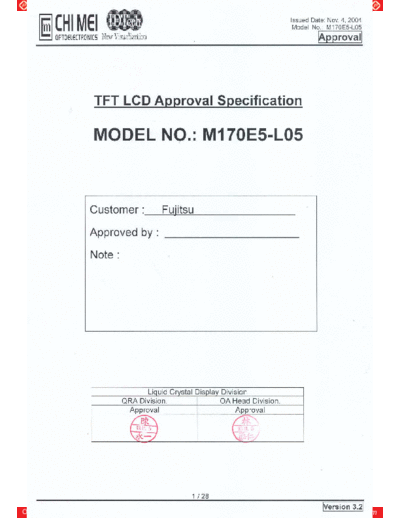 . Various Panel CMO M170E5-L05 0 [DS]  . Various LCD Panels Panel_CMO_M170E5-L05_0_[DS].pdf