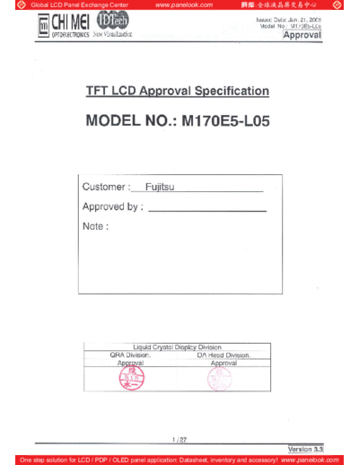 . Various Panel CMO M170E5-L05 2 [DS]  . Various LCD Panels Panel_CMO_M170E5-L05_2_[DS].pdf