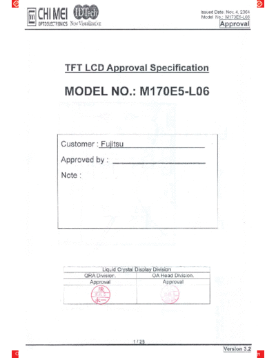 . Various Panel CMO M170E5-L06 1 [DS]  . Various LCD Panels Panel_CMO_M170E5-L06_1_[DS].pdf