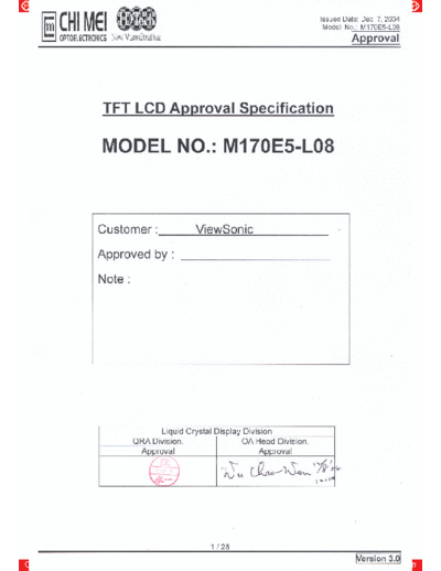 . Various Panel CMO M170E5-L08 0 [DS]  . Various LCD Panels Panel_CMO_M170E5-L08_0_[DS].pdf