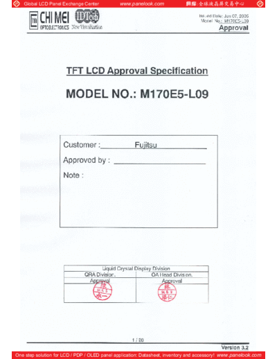 . Various Panel CMO M170E5-L09 0 [DS]  . Various LCD Panels Panel_CMO_M170E5-L09_0_[DS].pdf