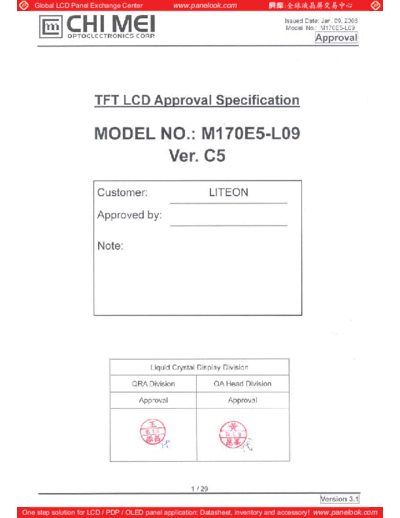 . Various Panel CMO M170E5-L09 2 [DS]  . Various LCD Panels Panel_CMO_M170E5-L09_2_[DS].pdf