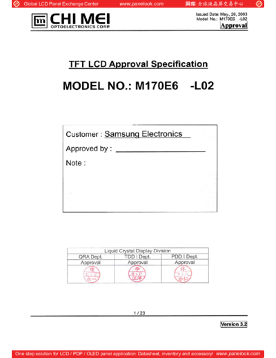 . Various Panel CMO M170E6-L02 1 [DS]  . Various LCD Panels Panel_CMO_M170E6-L02_1_[DS].pdf