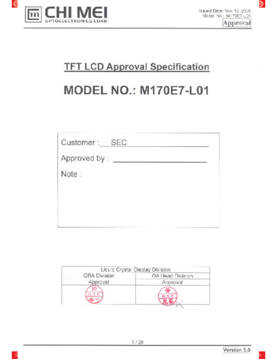 . Various Panel CMO M170E7-L01 0 [DS]  . Various LCD Panels Panel_CMO_M170E7-L01_0_[DS].pdf