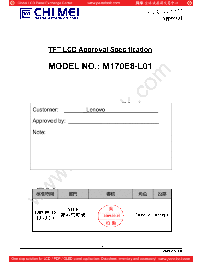 . Various Panel CMO M170E8-L01 1 [DS]  . Various LCD Panels Panel_CMO_M170E8-L01_1_[DS].pdf