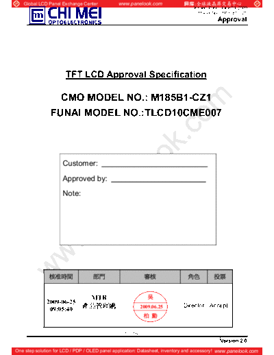 . Various Panel CMO M185B1-CZ1 0 [DS]  . Various LCD Panels Panel_CMO_M185B1-CZ1_0_[DS].pdf