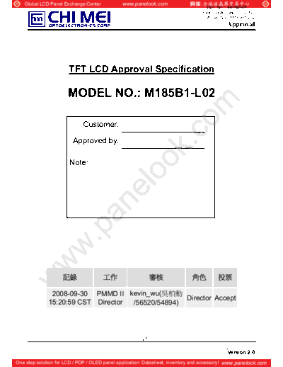 . Various Panel CMO M185B1-L02 1 [DS]  . Various LCD Panels Panel_CMO_M185B1-L02_1_[DS].pdf