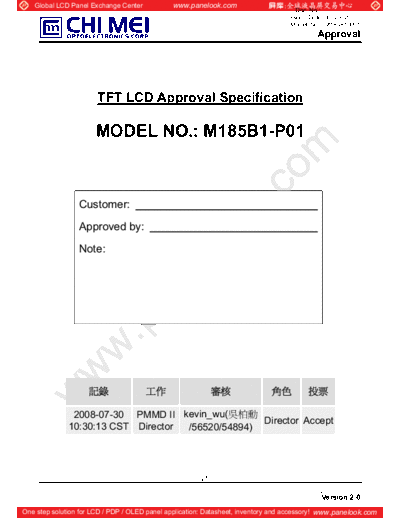 . Various Panel CMO M185B1-P01 1 [DS]  . Various LCD Panels Panel_CMO_M185B1-P01_1_[DS].pdf