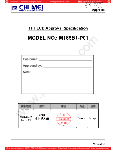 . Various Panel CMO M185B1-P01 2 [DS]  . Various LCD Panels Panel_CMO_M185B1-P01_2_[DS].pdf