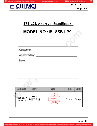 . Various Panel CMO M185B1-P01 3 [DS]  . Various LCD Panels Panel_CMO_M185B1-P01_3_[DS].pdf