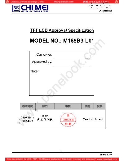 . Various Panel CMO M185B3-L01 0 [DS]  . Various LCD Panels Panel_CMO_M185B3-L01_0_[DS].pdf