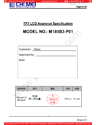 . Various Panel CMO M185B3-P01 1 [DS]  . Various LCD Panels Panel_CMO_M185B3-P01_1_[DS].pdf