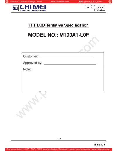 . Various Panel CMO M190A1-L0F 0 [DS]  . Various LCD Panels Panel_CMO_M190A1-L0F_0_[DS].pdf