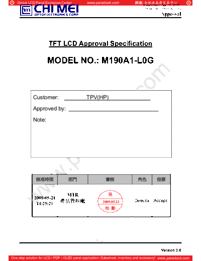 . Various Panel CMO M190A1-L0G 2 [DS]  . Various LCD Panels Panel_CMO_M190A1-L0G_2_[DS].pdf