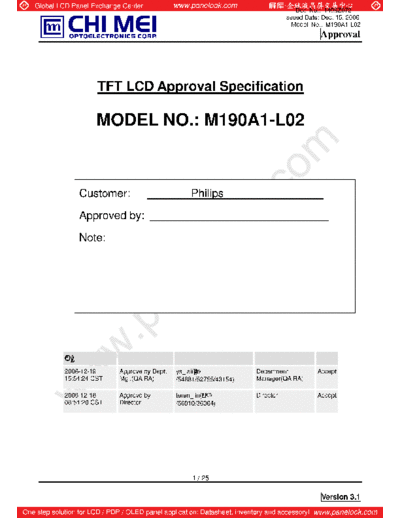 . Various Panel CMO M190A1-L02 1 [DS]  . Various LCD Panels Panel_CMO_M190A1-L02_1_[DS].pdf