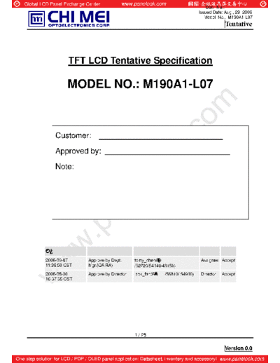 . Various Panel CMO M190A1-L07 1 [DS]  . Various LCD Panels Panel_CMO_M190A1-L07_1_[DS].pdf