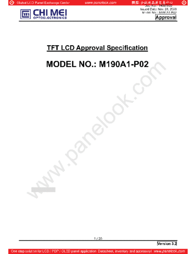 . Various Panel CMO M190A1-P02 0 [DS]  . Various LCD Panels Panel_CMO_M190A1-P02_0_[DS].pdf