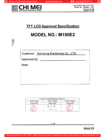 . Various Panel CMO M190E2-L01 3 [DS]  . Various LCD Panels Panel_CMO_M190E2-L01_3_[DS].pdf