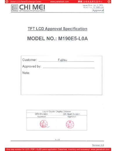 . Various Panel CMO M190E5-L0A 2 [DS]  . Various LCD Panels Panel_CMO_M190E5-L0A_2_[DS].pdf