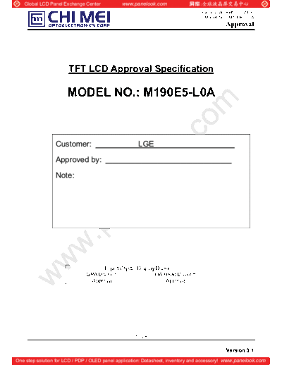 . Various Panel CMO M190E5-L0A 4 [DS]  . Various LCD Panels Panel_CMO_M190E5-L0A_4_[DS].pdf
