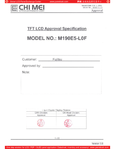 . Various Panel CMO M190E5-L0F 0 [DS]  . Various LCD Panels Panel_CMO_M190E5-L0F_0_[DS].pdf