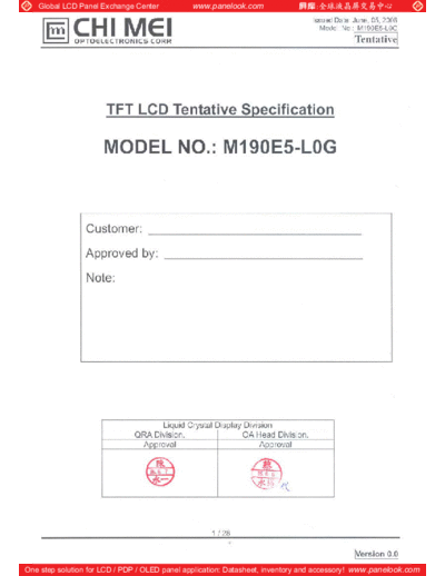 . Various Panel CMO M190E5-L0G 1 [DS]  . Various LCD Panels Panel_CMO_M190E5-L0G_1_[DS].pdf