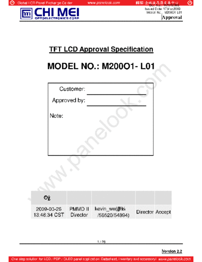 . Various Panel CMO M200O1-L01 0 [DS]  . Various LCD Panels Panel_CMO_M200O1-L01_0_[DS].pdf