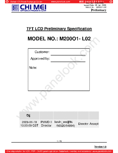 . Various Panel CMO M200O1-L02 0 [DS]  . Various LCD Panels Panel_CMO_M200O1-L02_0_[DS].pdf