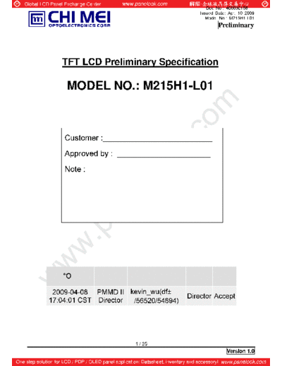 . Various Panel CMO M215H1-L01 2 [DS]  . Various LCD Panels Panel_CMO_M215H1-L01_2_[DS].pdf