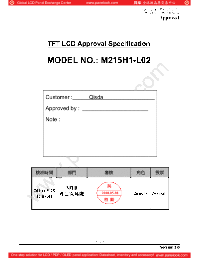 . Various Panel CMO M215H1-L02 1 [DS]  . Various LCD Panels Panel_CMO_M215H1-L02_1_[DS].pdf